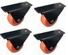 4 x Small Fix Wheel Castor / 80kg Load Capicity (Black-Orange)/IMP-U13