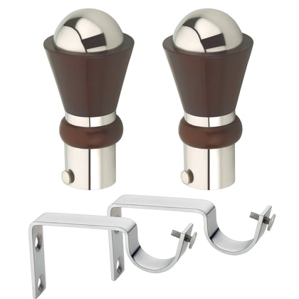 Stainless Steel and Wooden Curtain Brackets with Heavy Supports Pack of-(2)/IMP-W15