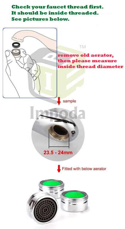 Water Tap Aerator Foam Flow 24mm Male with Brass Cups | Kitchen Water Saving Tap Filter Nozzle Pack Sizes (5)…