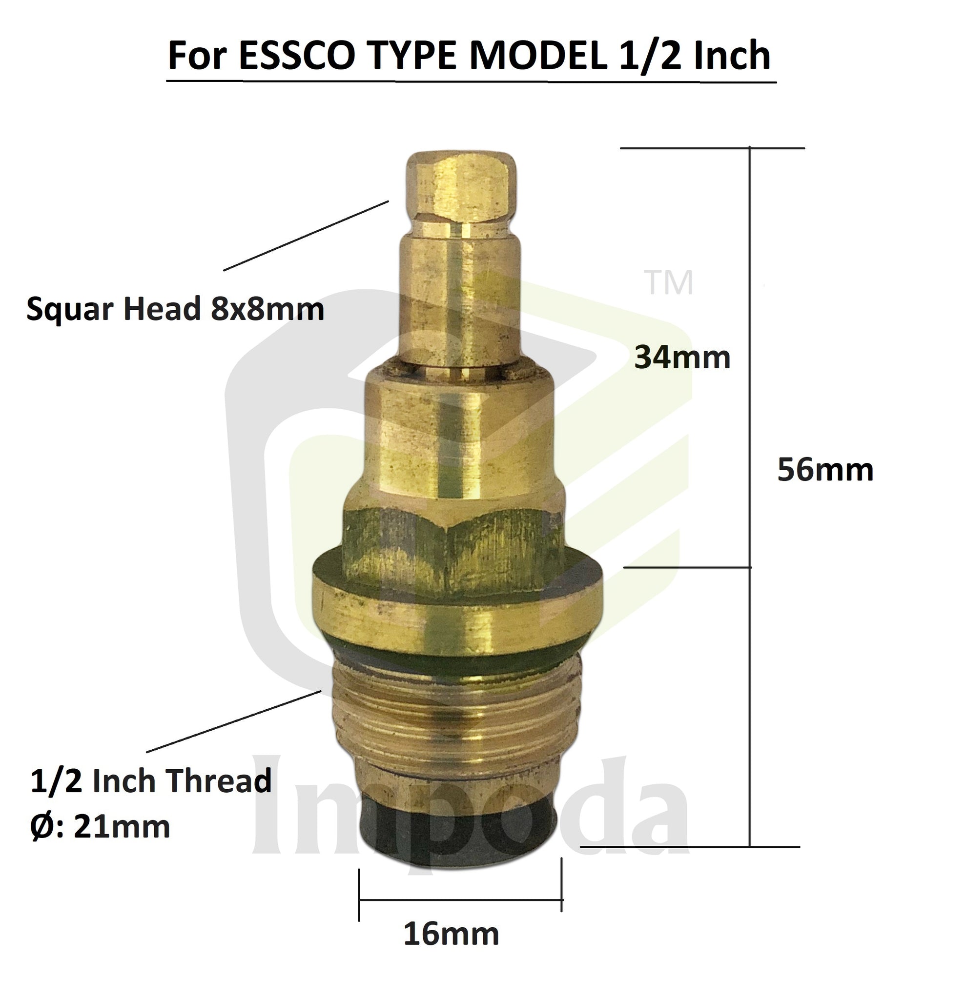 Essco Type 1/2" Square Head Spindle/IMP-1601