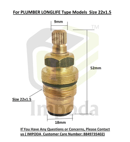 Plumber Type Longlife D-Thread 22 X 1.5
