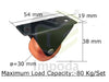 4 x Small Fix Wheel Castor / 80kg Load Capicity (Black-Orange)/IMP-U13