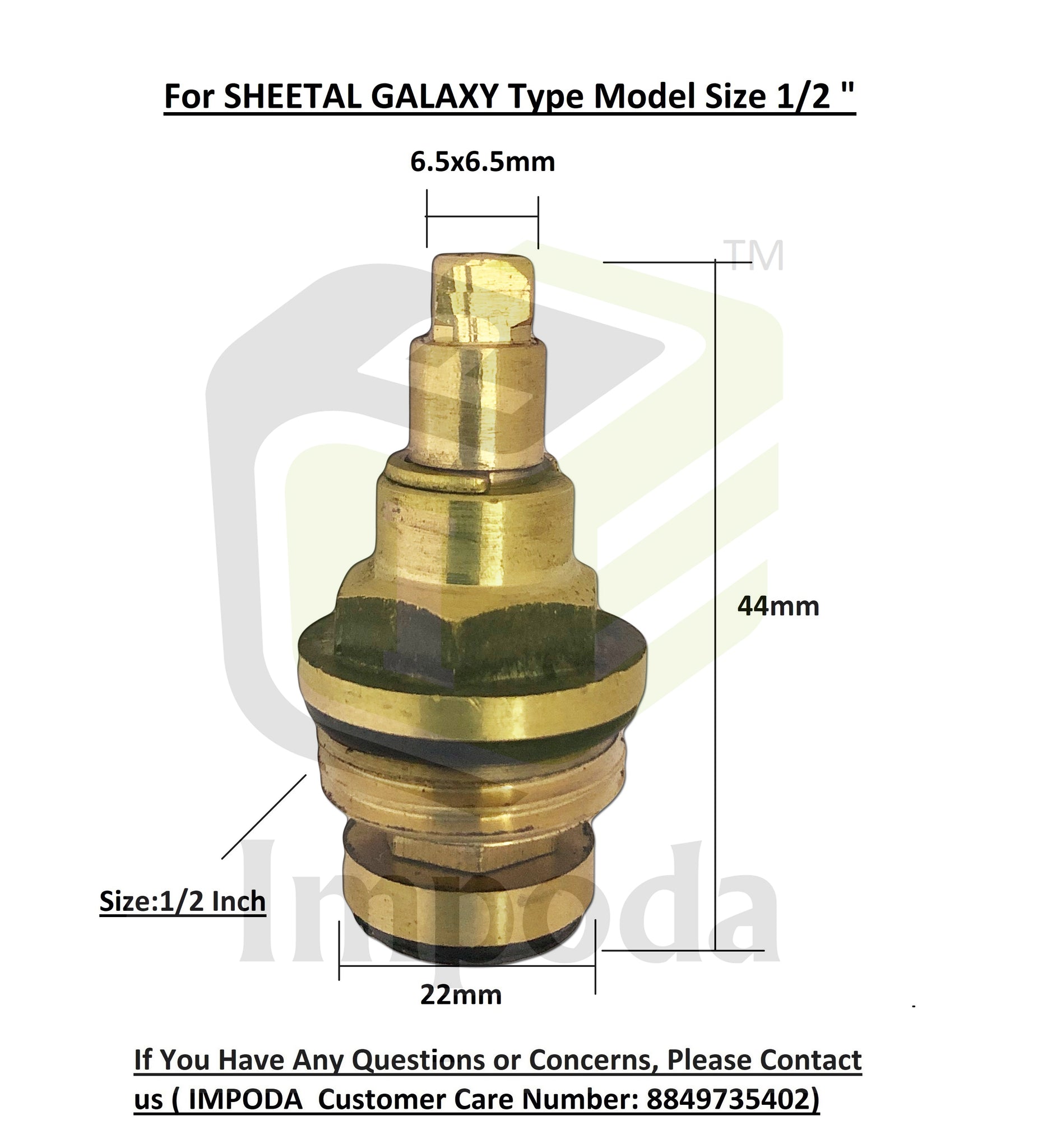 Sheetal Galaxy Type Square Size 1/2"/IMP-2302