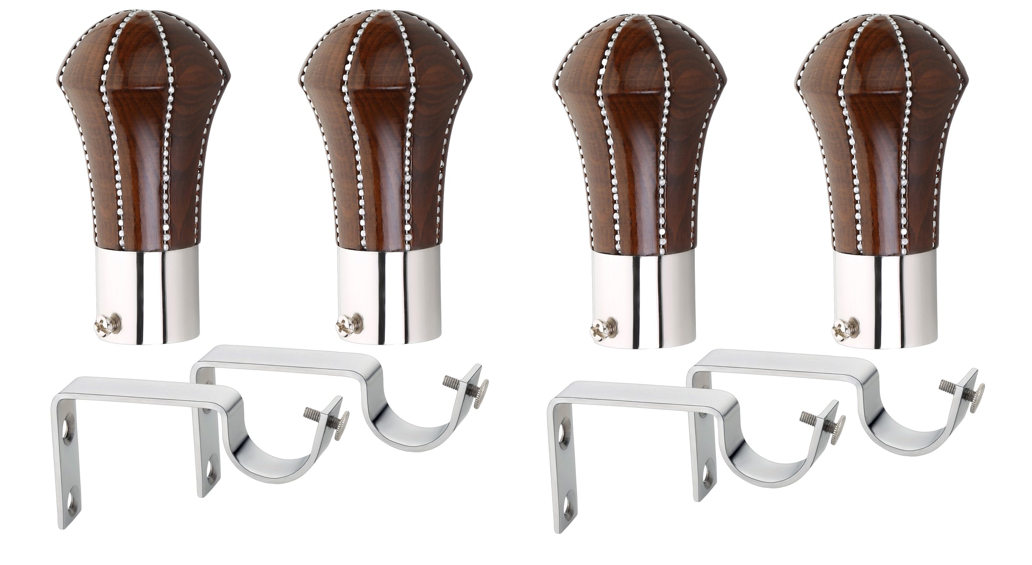 Stainless Steel and Wooden Curtain Brackets with Heavy Supports Pack of-(2)/IMP-W07